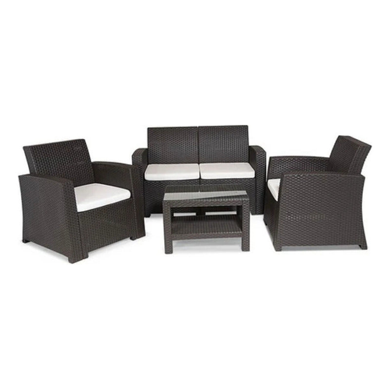 Juego De Terraza Muebles De Rattan Living Exterior Balcon 4p