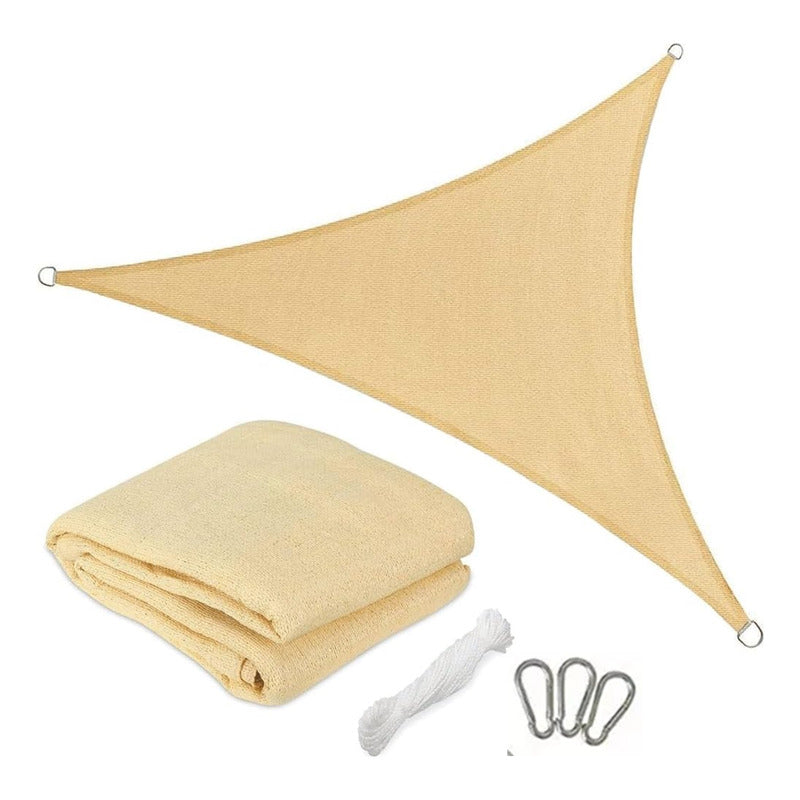 Pack X3 Toldo Vela Triangular 3x3x3 Cubierta Terraza Jardin Beige