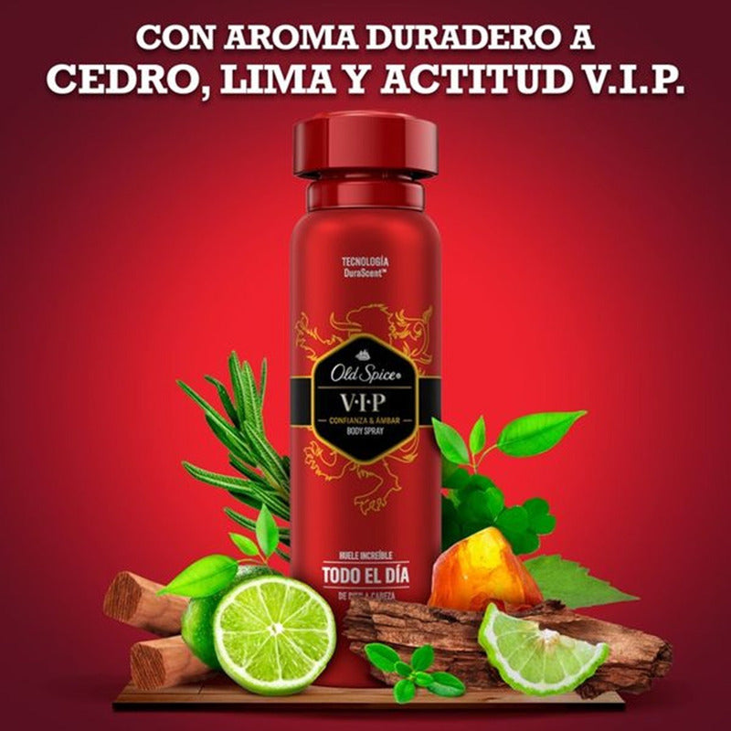 X3 Desodorante Old Spice Vip Confianz Ámbar Body Spray 150ml Ambar