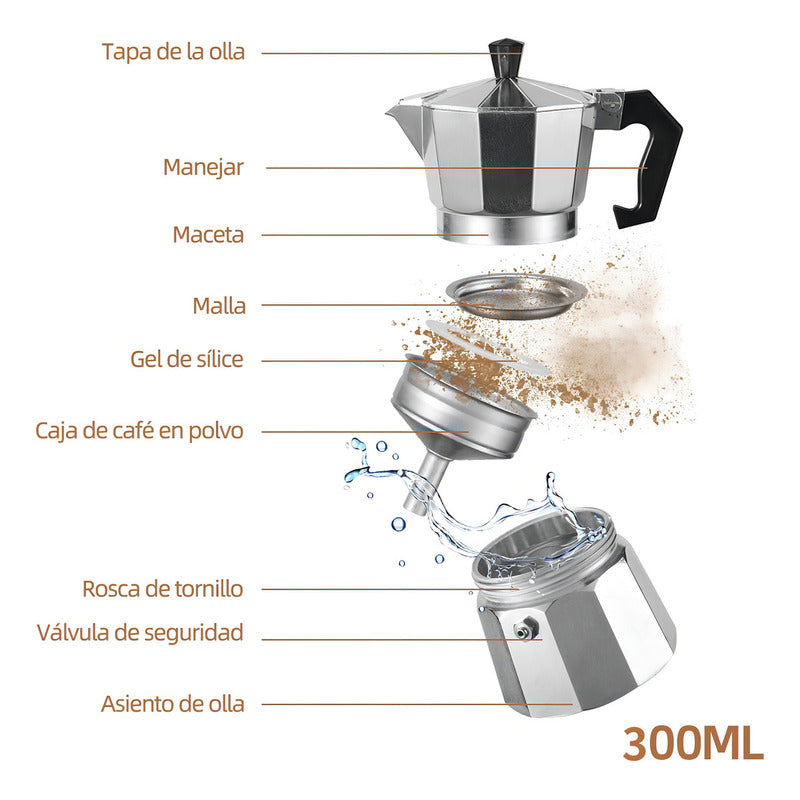 Coffe Italiana Cafetera Gris Italiana 6 Tazas