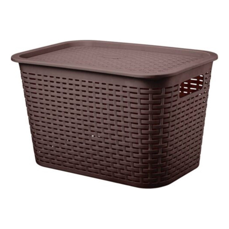 X2 Canastilla Caja Organizadora 22 Litros Canastilla Tavarúa Marrón Ratán