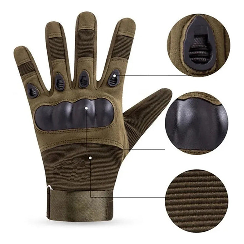 Guantes Protección Tácticos Motocicleta Bicicleta Dedo Touch Verde Xl