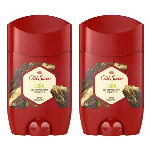Pack X2 Desodorante Barra Old Spice Leña 50g Fragancia Menta Menta