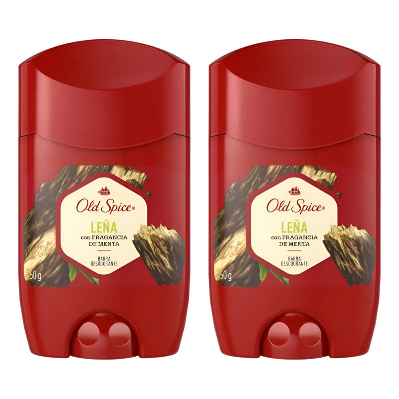 Pack X2 Desodorante Barra Old Spice Leña 50g Fragancia Menta Menta