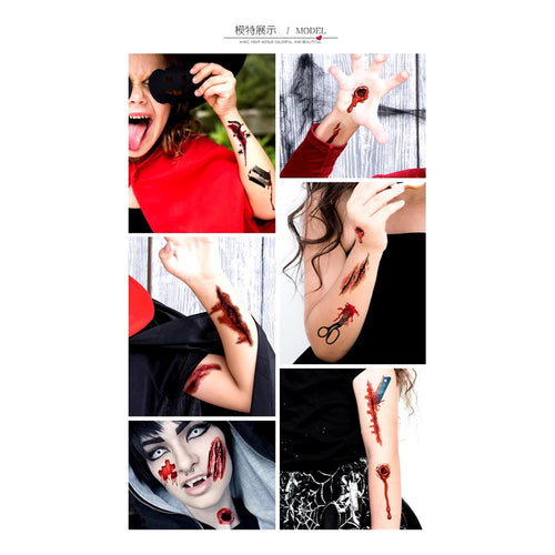 Tatuajes Temporal Halloween Zombie Cicatriz Herida Disfraces