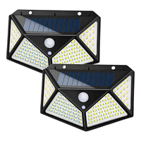 X2 Lampara Farol Solar 100 Led Exterior Sensor De Movimiento Negro