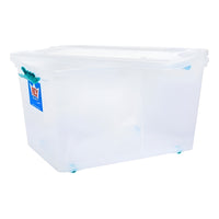 Caja Organizadora Almacenamiento Suprema 50 Lts Reyplast Transparente Broches Turquesa