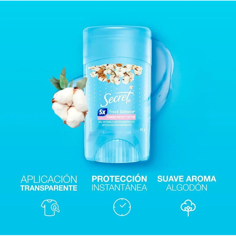 Desodorante Gel Secret Powder Protect Cotton Algodón 45g