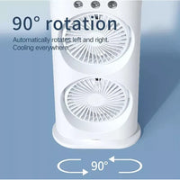 Ventilador Doble De Torre Humidificador Luz Led Enfriador