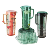 Set Jarra 2 Litros + 4 Vasos Agua Jugo Filtro Refrigerador