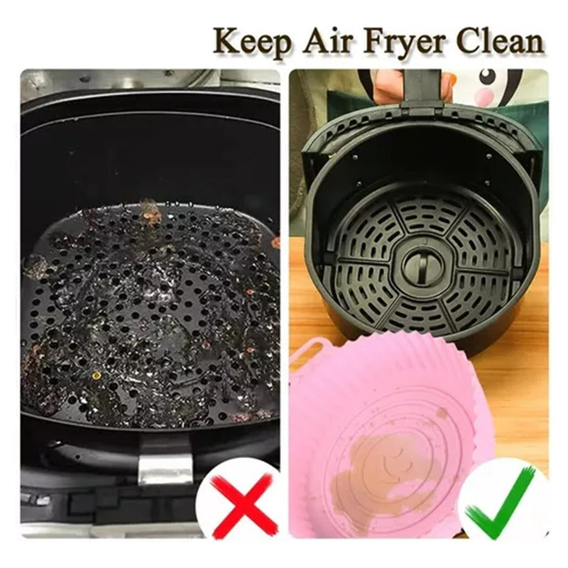 Pack X3 Bandeja Reutilizable Silicona Airfryer Freidora Aire Blanco