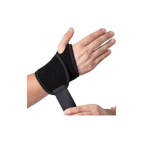 Muñequera Ajustable Con Orificio Pulgar Ortopédico Elastica Negro Unica