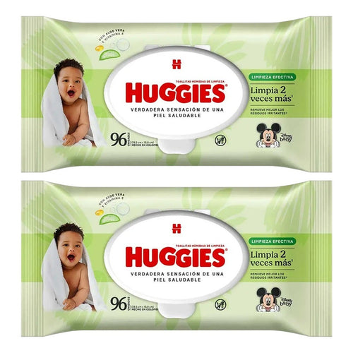 Pack X2 Toallitas Húmedas Huggies 96unid Limpieza Efectiva