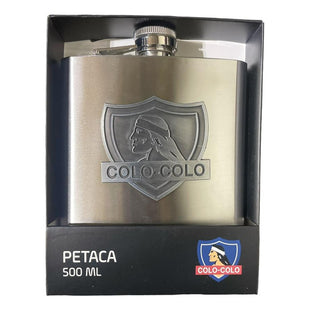 Petaca Equipo Futbol Colo Colo Acero Inoxidable 500 Ml Plateado