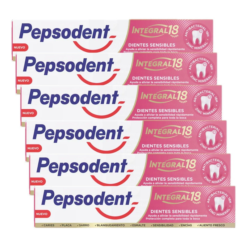 X6 Pasta Dental Pepsodent Integral 18h Dientes Sensibles 75g