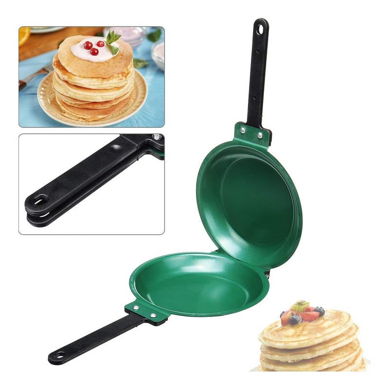 X2 Sartén Cerámica Antiadherente Doble Cara Sartén Plegable Verde
