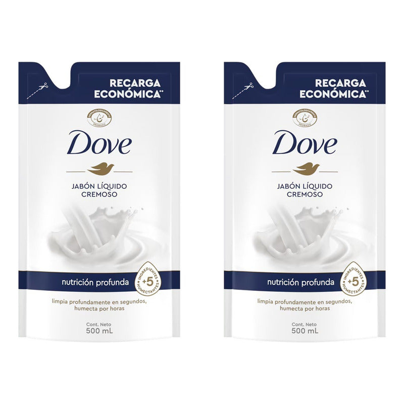 X2 Jabón Líquido Cremoso Dove Nutrición Profunda 500 Ml