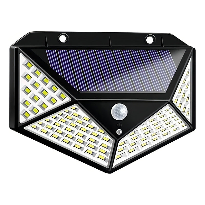 Pack X 4 Lampara Solar 100 Led Exterior Sensor De Movimiento Color Negro