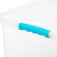 Caja Organizadora Almacenamiento Suprema 50 Lts Reyplast Transparente Broches Turquesa