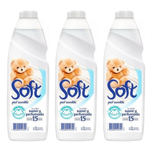 X3 Suavizante Soft Piel Sensible 1litro Ropa Suave Perfumada