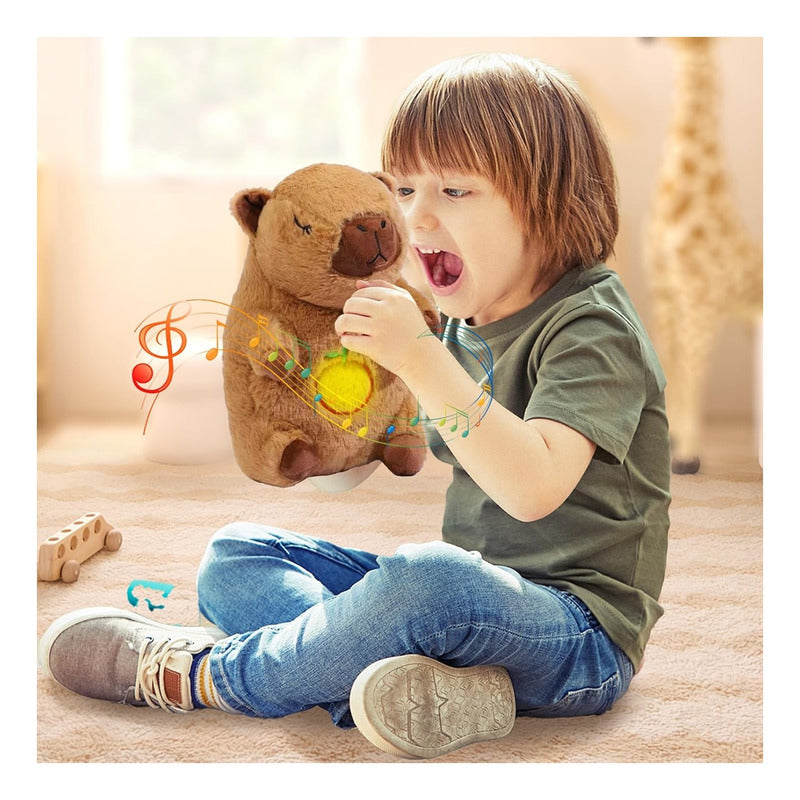 Peluche Capibara Relajant Sonido Luz Capybara Calma Ansiedad