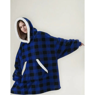 Poleron Sherpa Cuadrillé Poleron Con Chiporro Con Capucha Unica Azul Cuadrillé