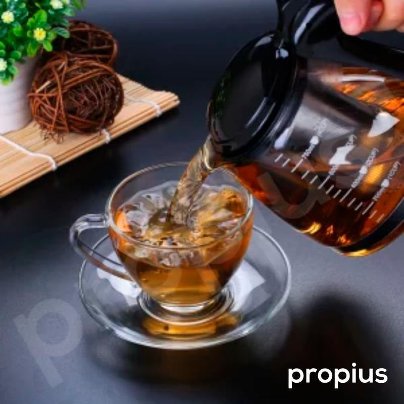 Tetera Infusora De 1 Litro Y 4 Tazas En Tarro De Vidrio Table Vai