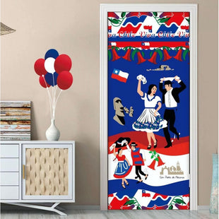 X2 Funda De Puerta Decoración Fechas Patrias 100x210cm M4