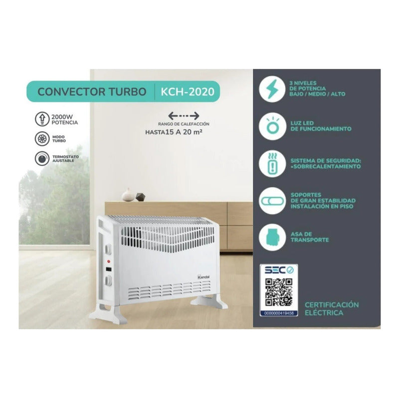 Calefactor Kendal Estufa Convector Turbo Electrico 2000w Blanco