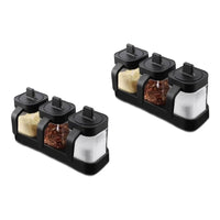 Pack X2 Especieros Condimenteros De Vidrio Set 3 Dos En Uno  Negro