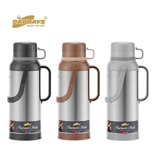 Termo 2 Litros Para Bebida Caliente Frío Con Doble Taza Negro