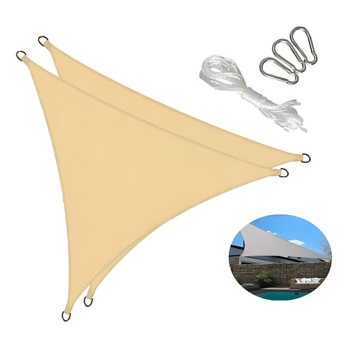 Pack X2 Toldo Vela Triangular 3x3x3 Cubierta Jardin Terraza Beige