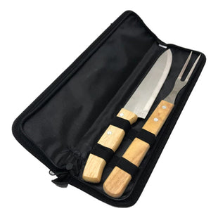 Set Parrillero Para Asado Cuchillo + Tenedor + Estuche Chile