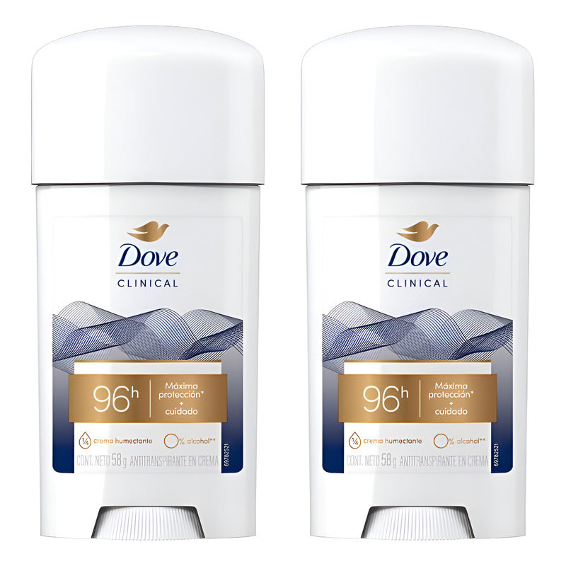 X2 Dove Clinical Crema Antitranspirante Original Clean 58g Original