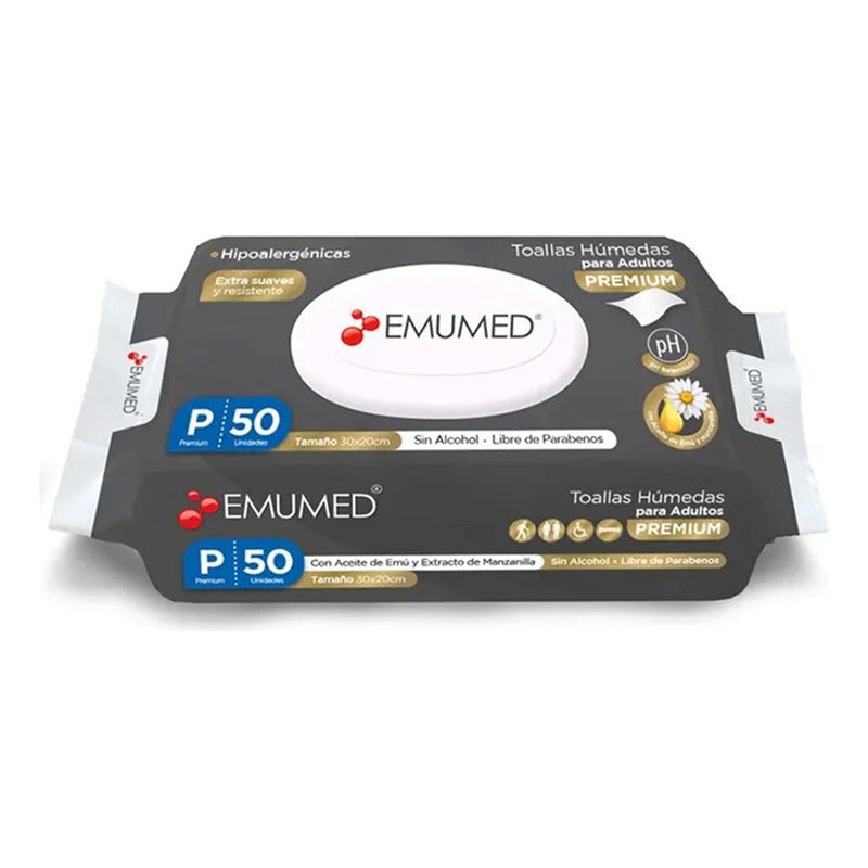 Toallas Húmedas Adulto Premium Emumed 50unid