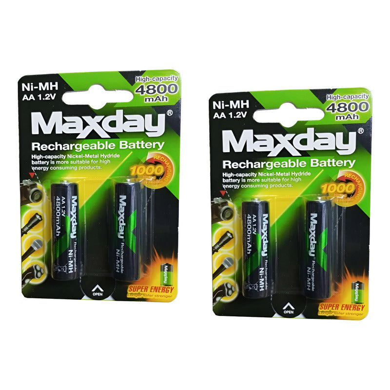 Pack X4 Pilas Recargables Aa Pila Aa 4 Pilas Recarg 4800mah