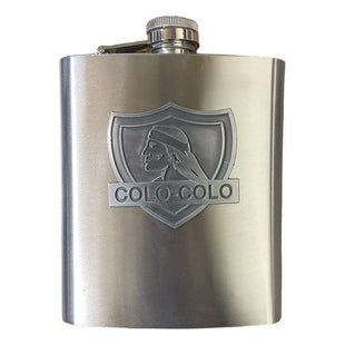 Petaca Equipo Futbol Colo Colo Acero Inoxidable 500 Ml Plateado