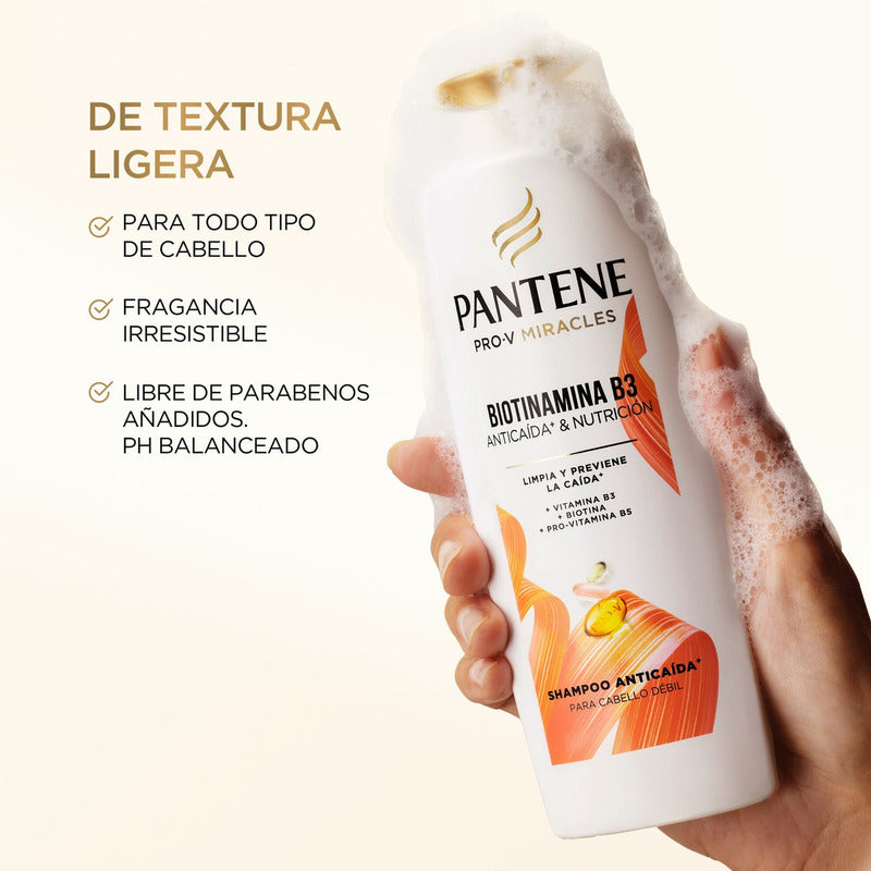 Shampoo Anticaída+ Pantene Biotinamina B3 Para Cabello Débil 300 Ml