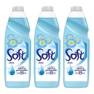 X3 Suavizante Soft Clásico Liquido 1l Ropa Suave Perfumada