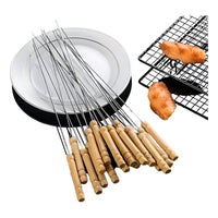 Pack 10 Anticuchos / Brochetas Acero Inoxidable 30cm Pinchos Color Beige Liso
