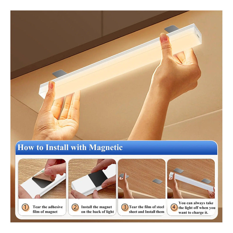 X2 Luz Barra Led 20cm Sensor Movimiento Ahorro Energia Hogar Blanco