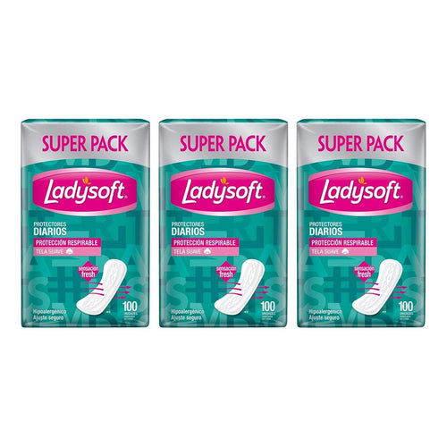 X3 Protectores Diarios Ladysoft Clásicos Tela Suave 100unid