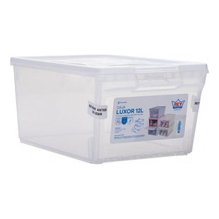 Caja Organizadora Apilable Zapato Multiuso 12 L Reyplast Transparente / Blanco Lisa