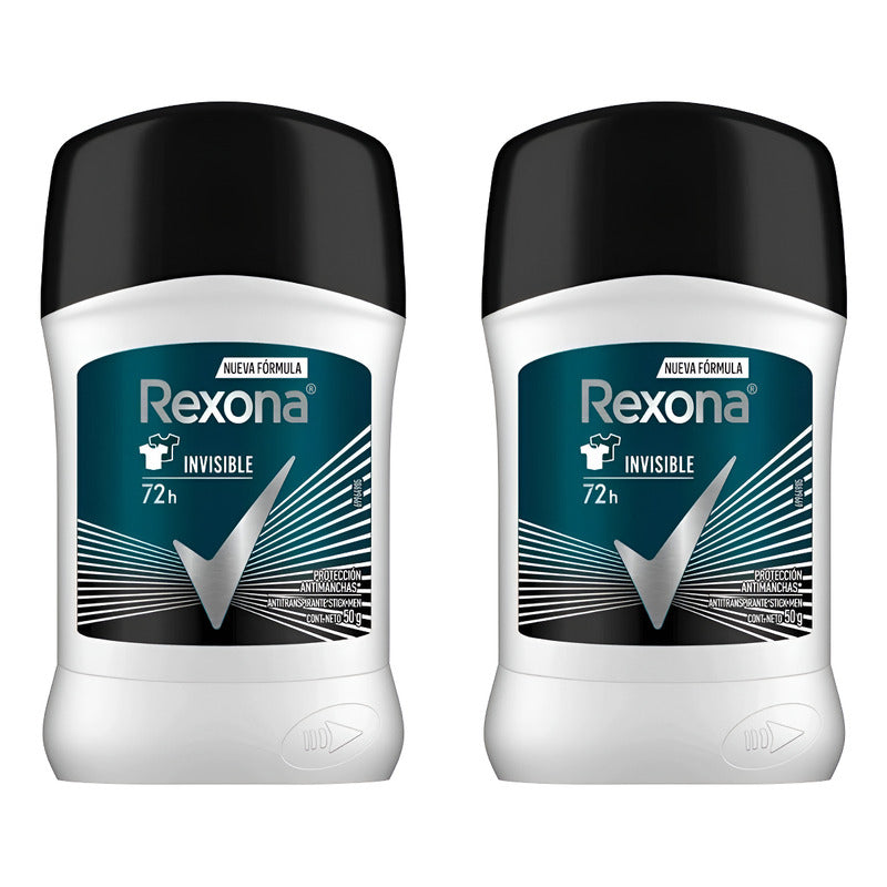 Pack X2 Desodorante Rexona Barra Men 50gr Invisible 72h Neutra