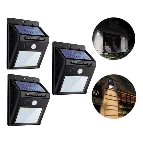X3 Foco Exterior Luminaria Solar Led Lampara Farol Sensor Negro