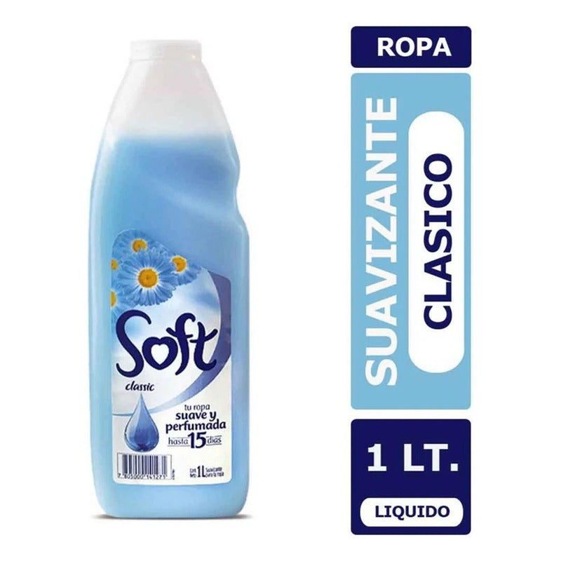 X3 Suavizante Soft Clásico Liquido 1l Ropa Suave Perfumada