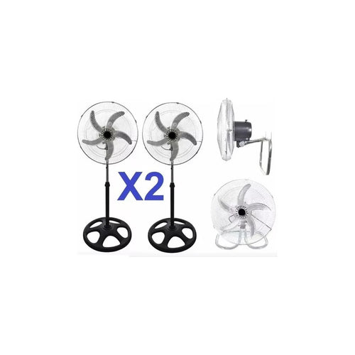 Pack 2 Ventiladores Turbo Grande Ventilador Pedestal Pie 50 Cm Blanco Plateada Metal 5