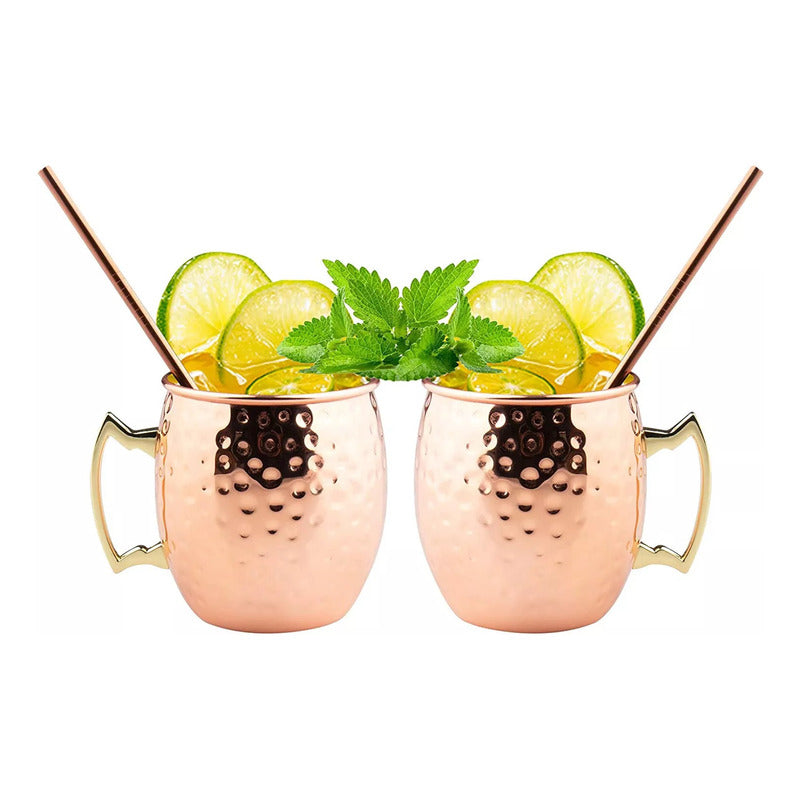 Set 2 Vasos Jarras Mug Cobre Premium Coctel Tragos Barra Bar