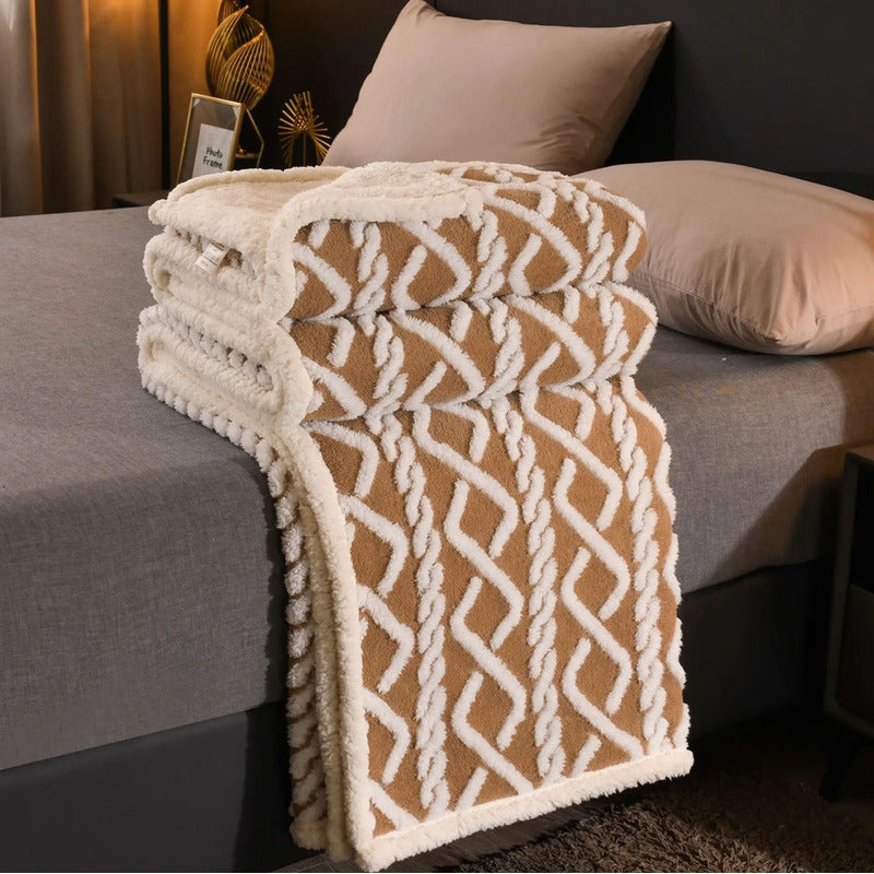 Frazada Sherpa Texturizada Diseño Premium Polar 160x220cm