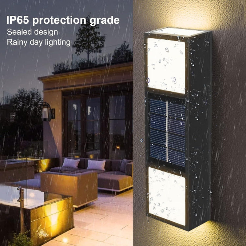 Pack 2 Aplique Foco Solar Exterior Aplique Led Bidireccional Negro